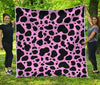 Black And Pink Cow Print Quilt