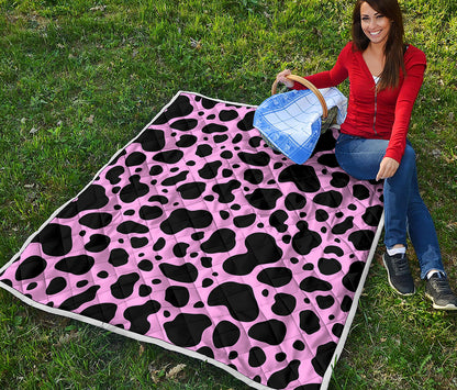 Black And Pink Cow Print Quilt