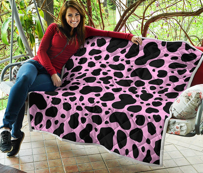 Black And Pink Cow Print Quilt