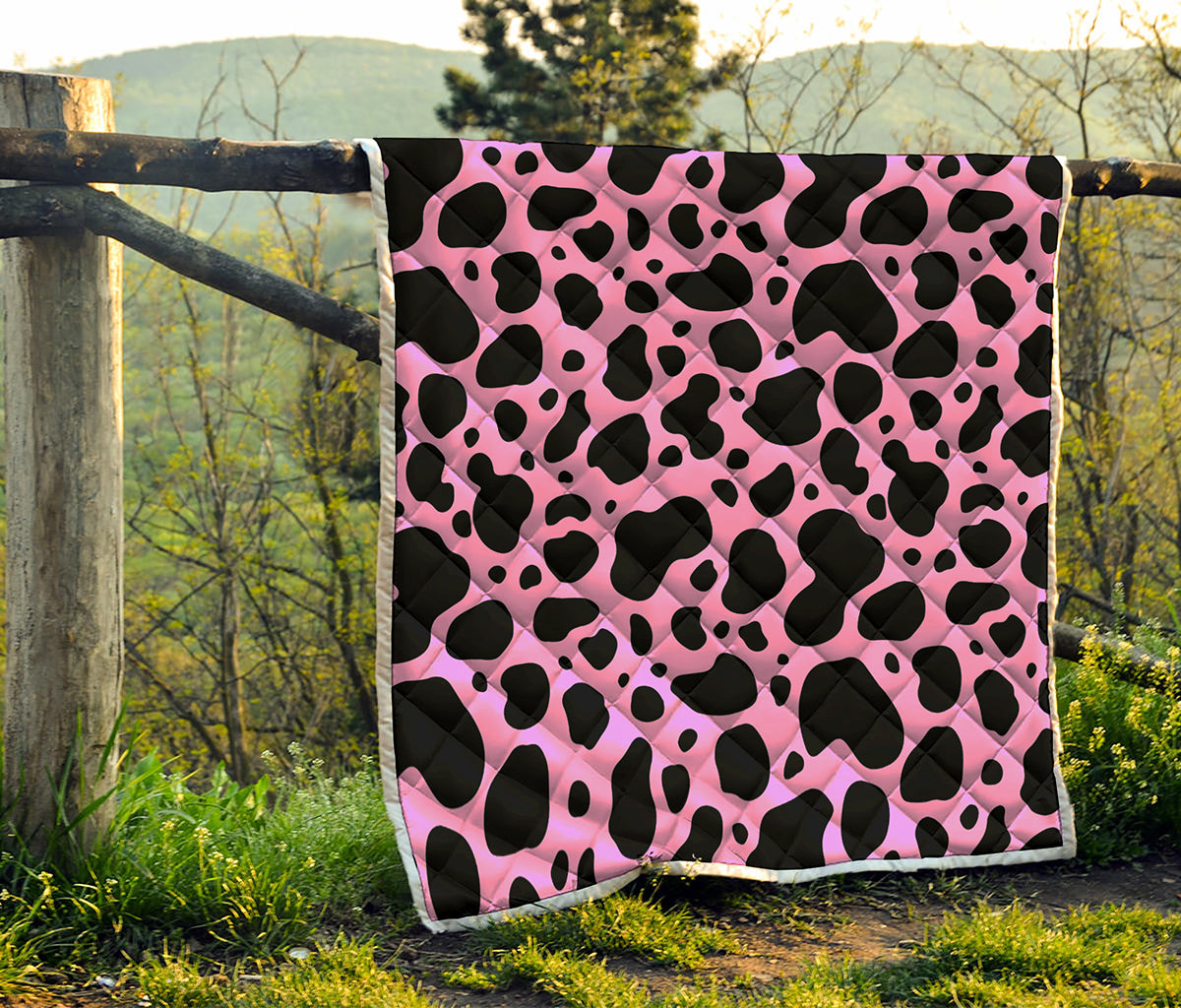 Black And Pink Cow Print Quilt