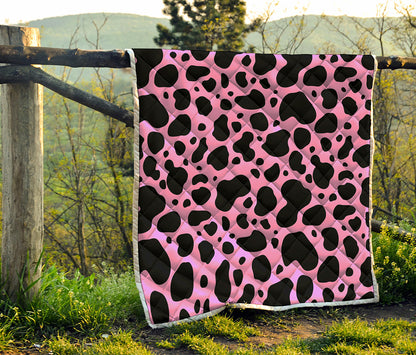 Black And Pink Cow Print Quilt