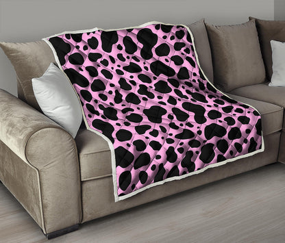 Black And Pink Cow Print Quilt