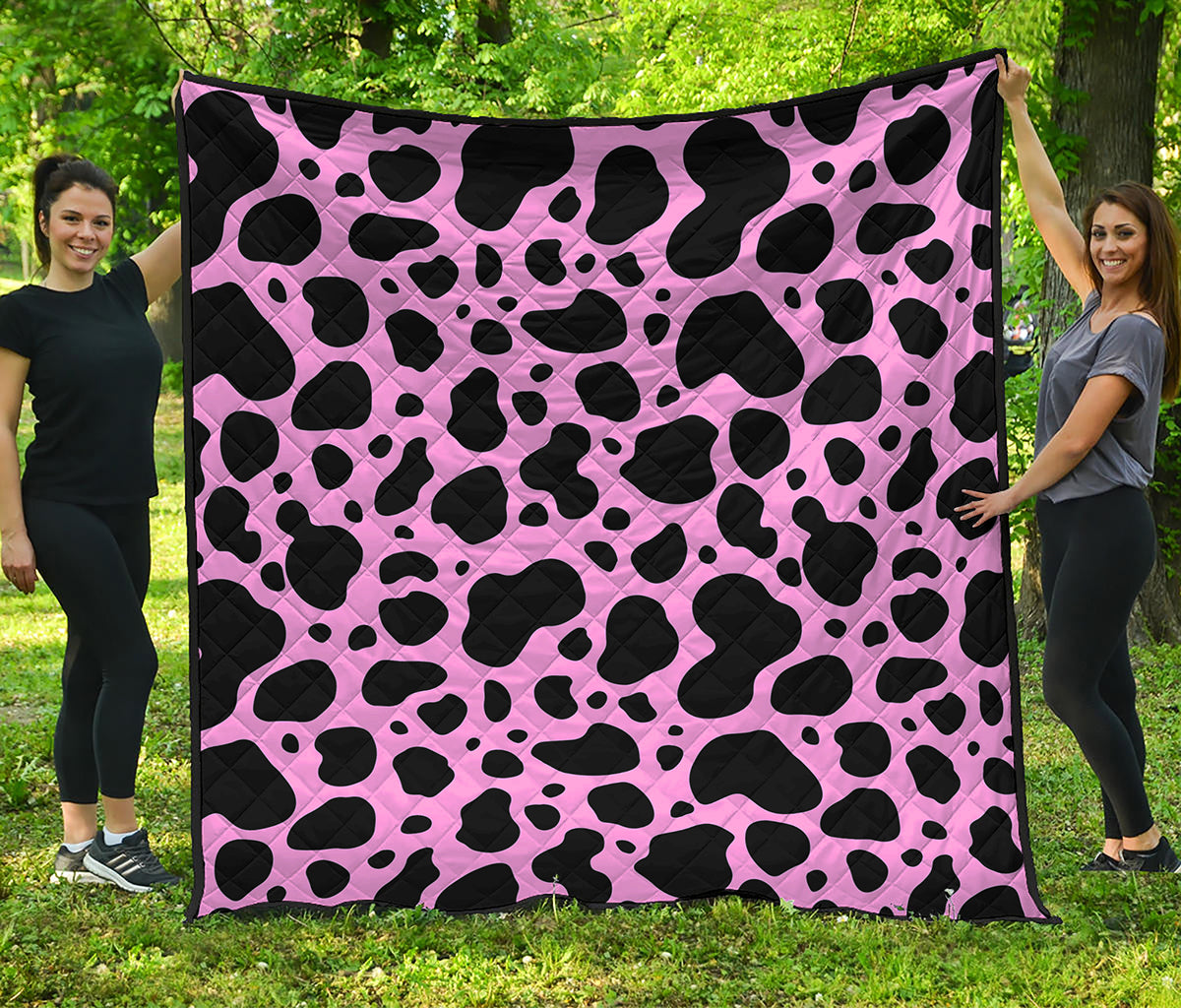 Black And Pink Cow Print Quilt