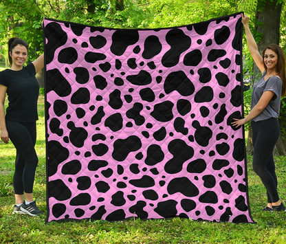 Black And Pink Cow Print Quilt