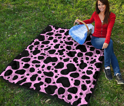 Black And Pink Cow Print Quilt