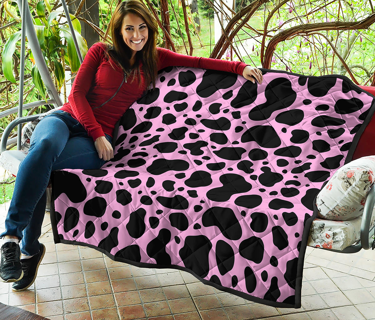Black And Pink Cow Print Quilt