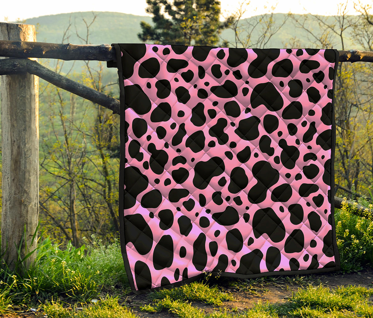Black And Pink Cow Print Quilt