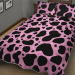 Black And Pink Cow Print Quilt Bed Set