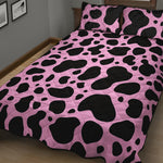 Black And Pink Cow Print Quilt Bed Set