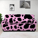 Black And Pink Cow Print Sofa Cover
