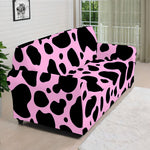 Black And Pink Cow Print Sofa Cover