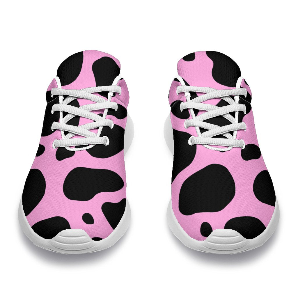 Black And Pink Cow Print Sport Shoes GearFrost