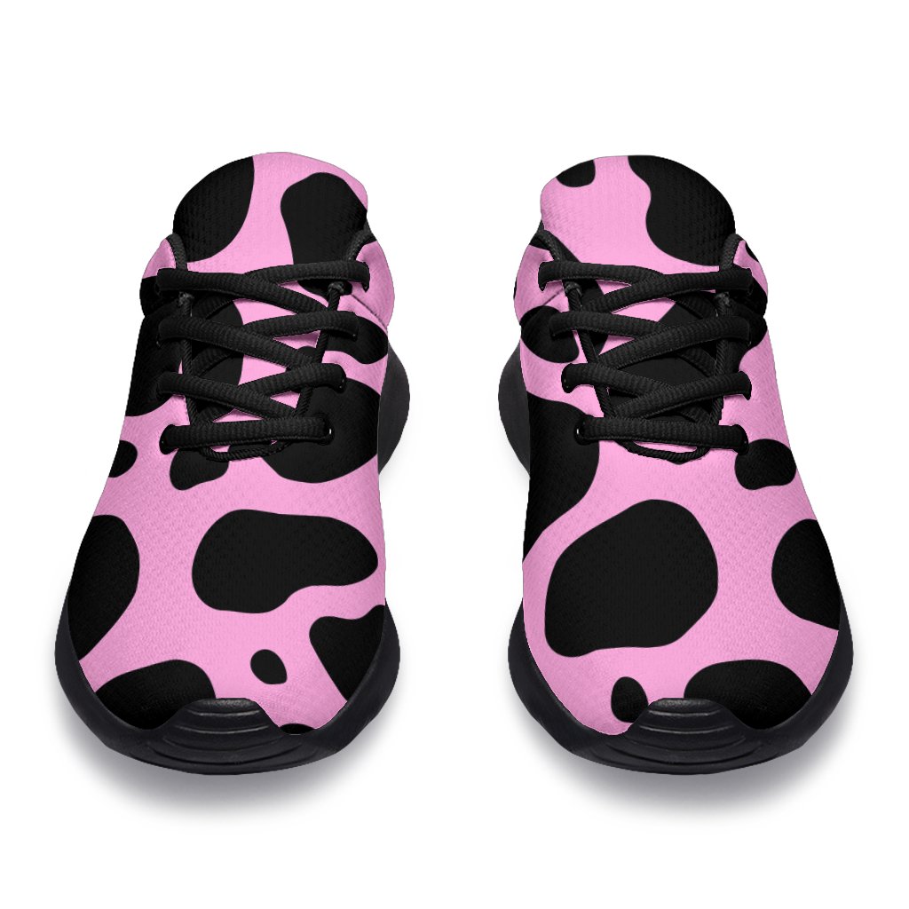 Black And Pink Cow Print Sport Shoes GearFrost
