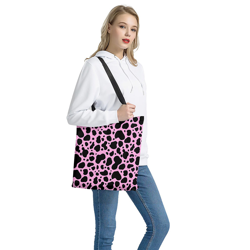 Black And Pink Cow Print Tote Bag