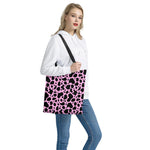 Black And Pink Cow Print Tote Bag