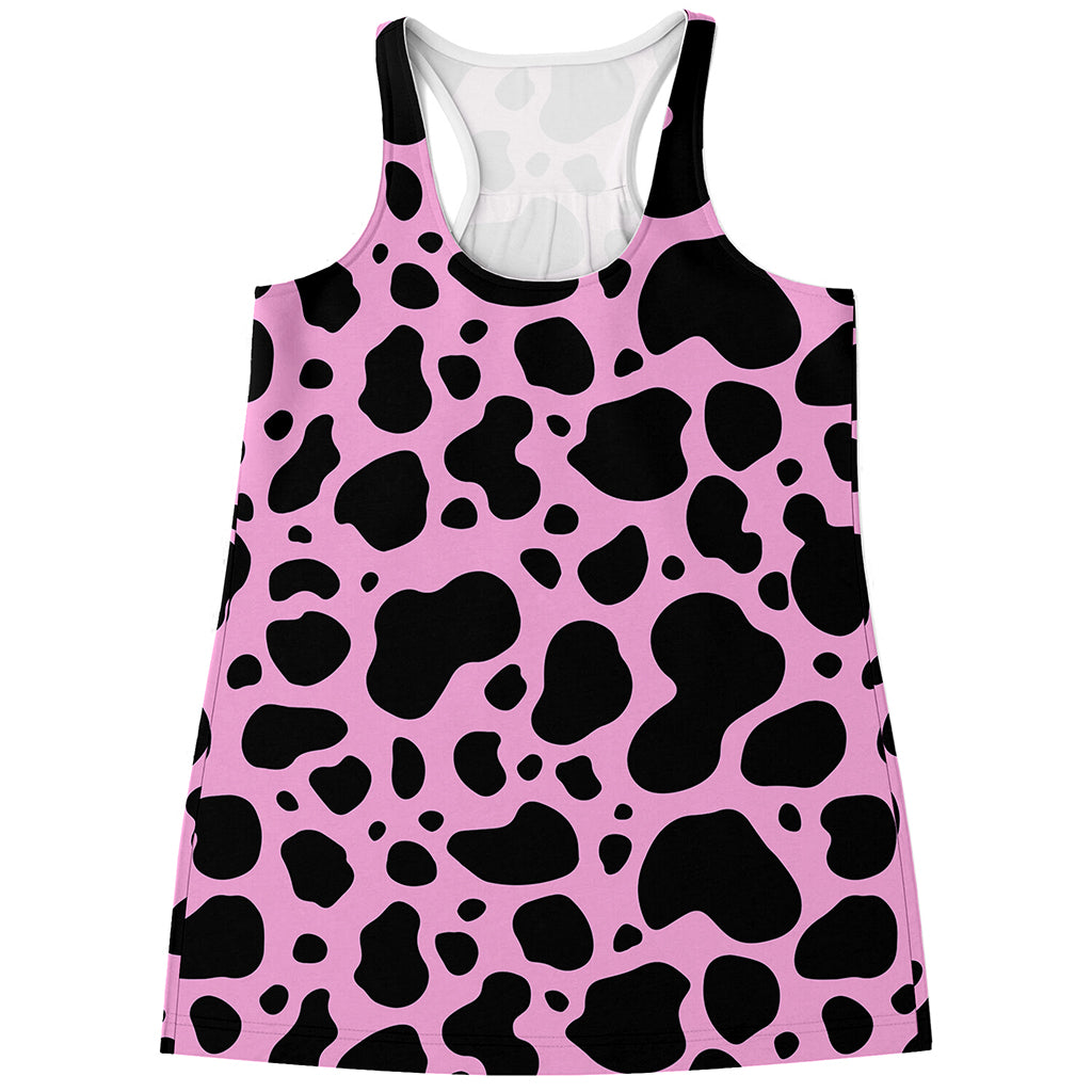 Black And Pink Cow Print Women's Racerback Tank Top