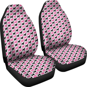 Black And Pink Poodle Pattern Universal Fit Car Seat Covers GearFrost