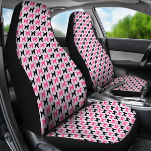 Black And Pink Poodle Pattern Universal Fit Car Seat Covers GearFrost