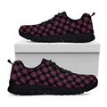 Black And Pink Spider Web Pattern Print Black Running Shoes