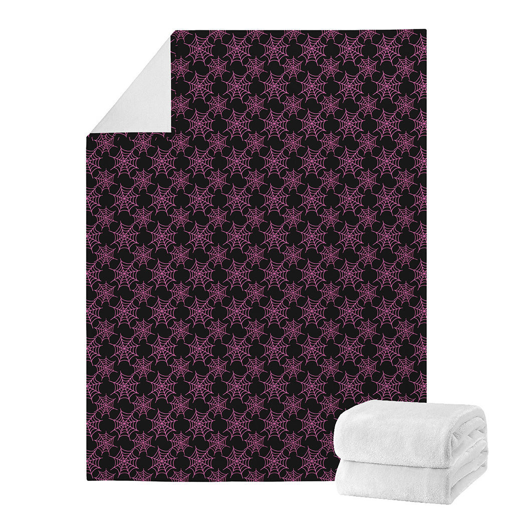 Black And Pink Spider Web Pattern Print Blanket