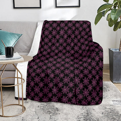 Black And Pink Spider Web Pattern Print Blanket