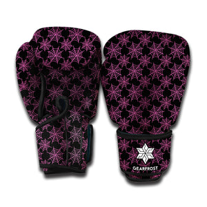 Black And Pink Spider Web Pattern Print Boxing Gloves