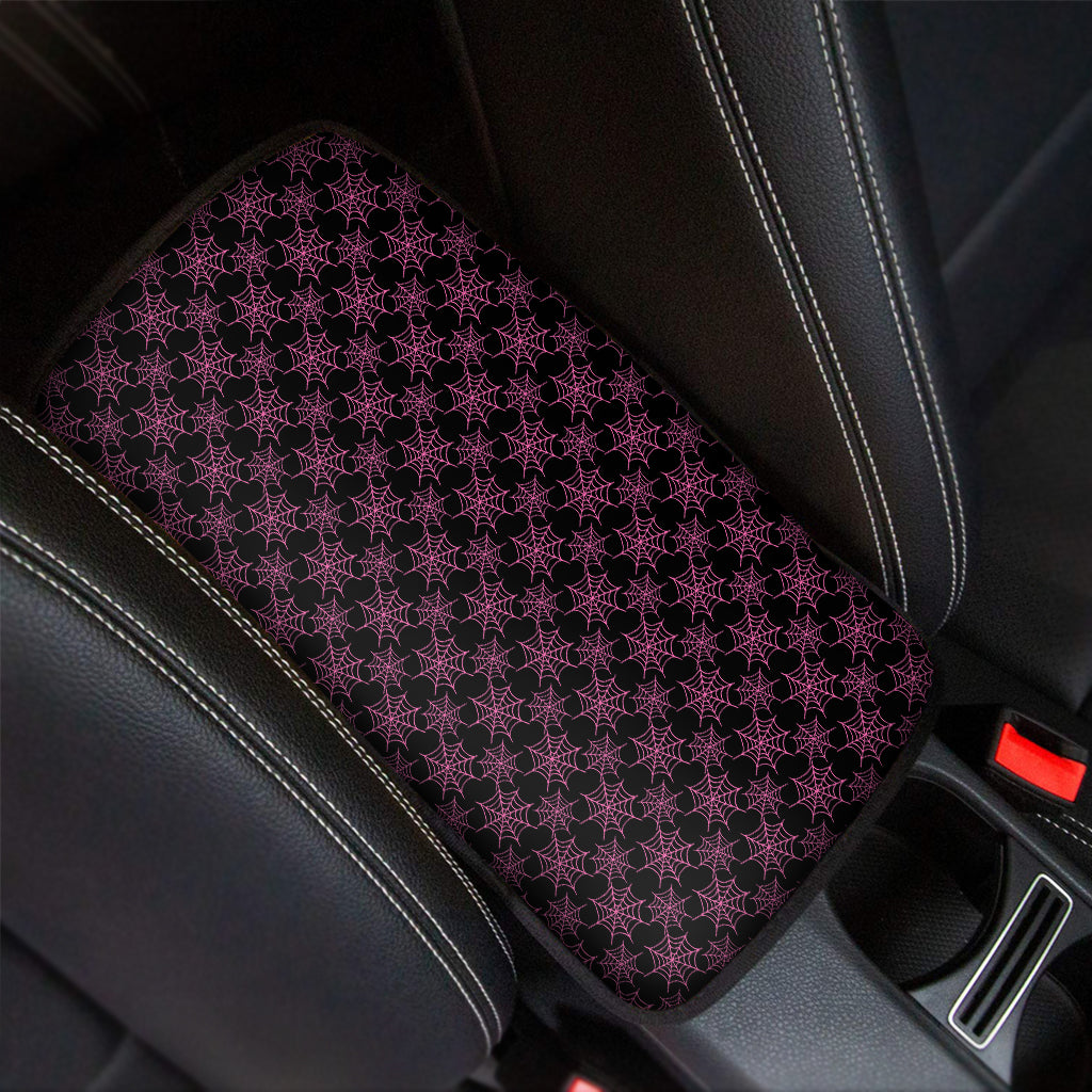 Black And Pink Spider Web Pattern Print Car Center Console Cover