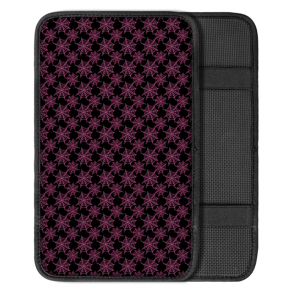 Black And Pink Spider Web Pattern Print Car Center Console Cover