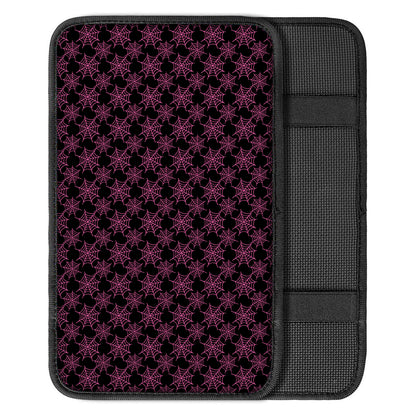 Black And Pink Spider Web Pattern Print Car Center Console Cover