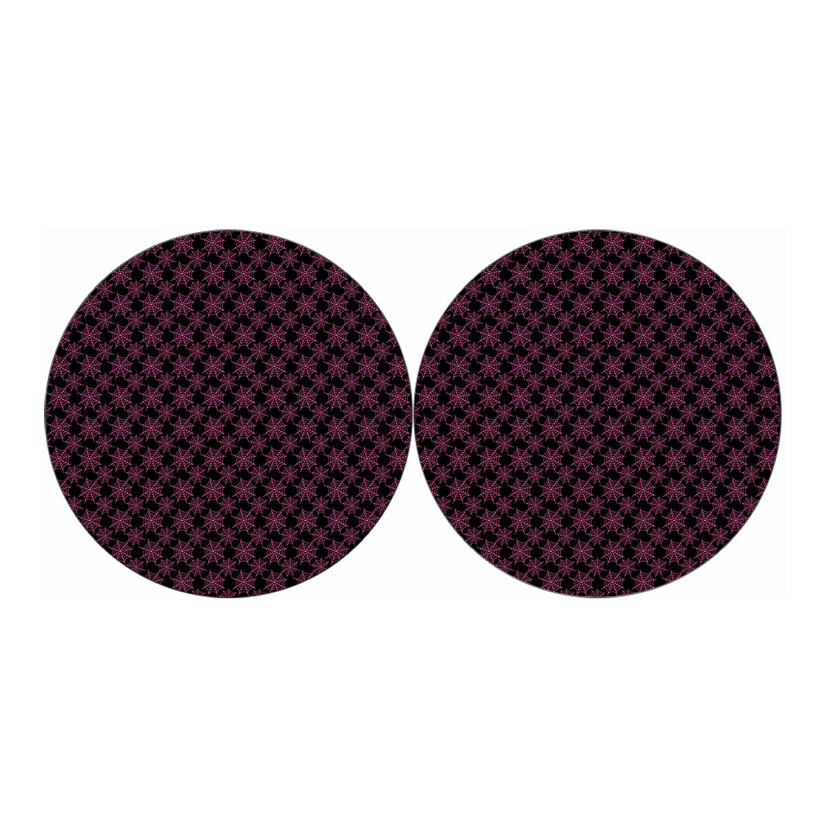 Black And Pink Spider Web Pattern Print Car Coasters
