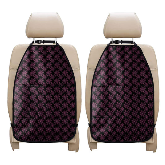 Black And Pink Spider Web Pattern Print Car Seat Organizers