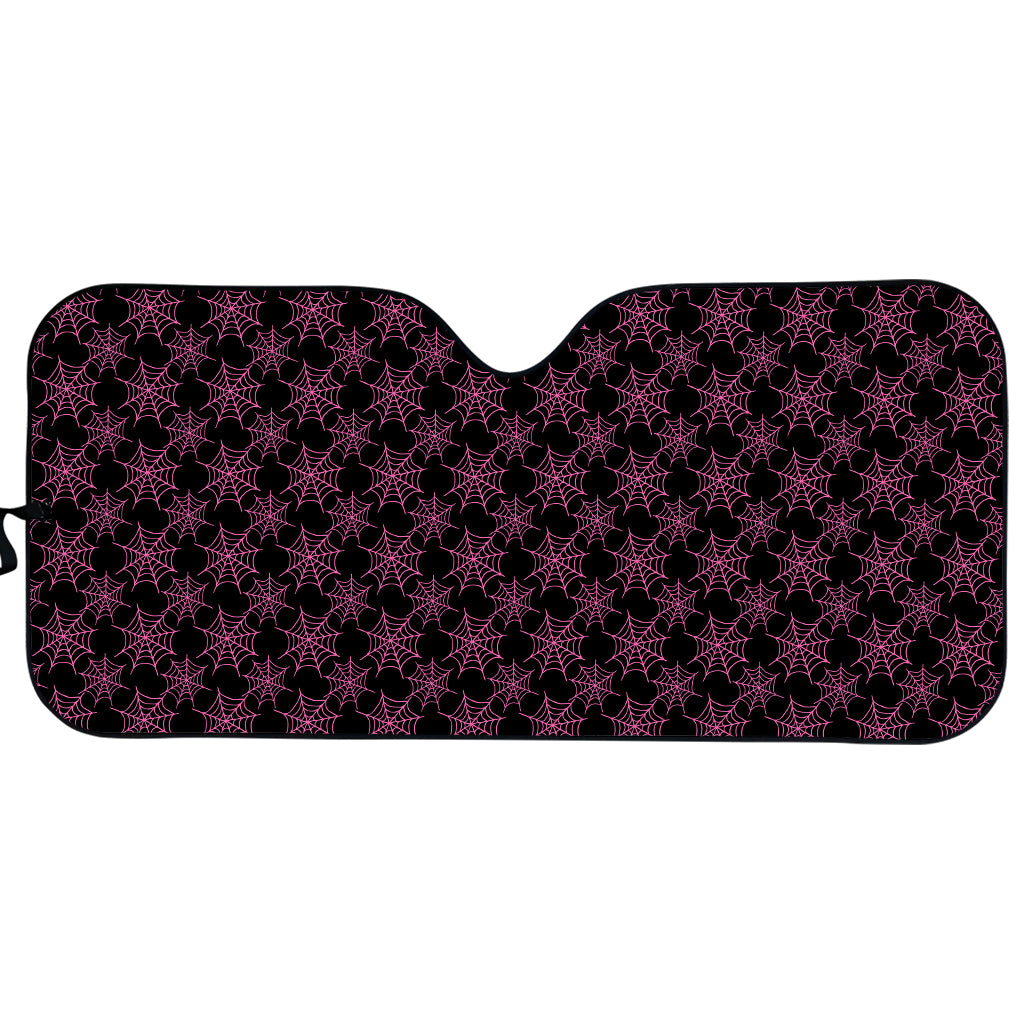 Black And Pink Spider Web Pattern Print Car Sun Shade