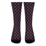 Black And Pink Spider Web Pattern Print Crew Socks