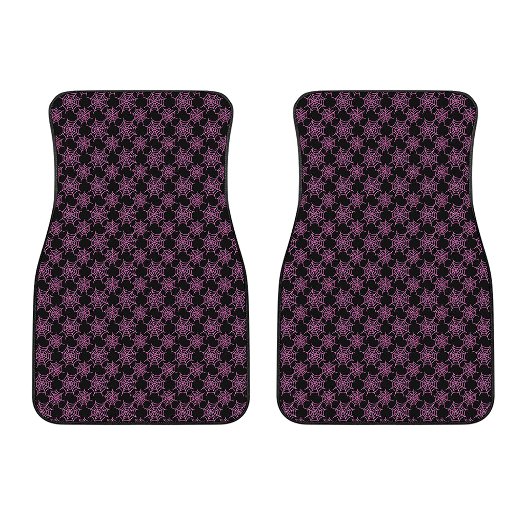 Black And Pink Spider Web Pattern Print Front Car Floor Mats