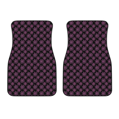 Black And Pink Spider Web Pattern Print Front Car Floor Mats
