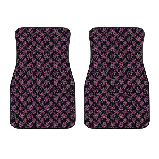 Black And Pink Spider Web Pattern Print Front Car Floor Mats