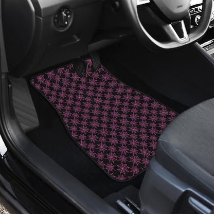 Black And Pink Spider Web Pattern Print Front Car Floor Mats