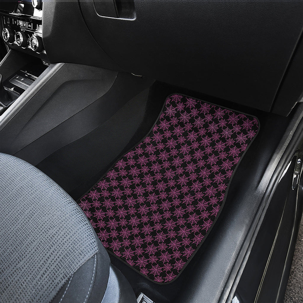 Black And Pink Spider Web Pattern Print Front Car Floor Mats