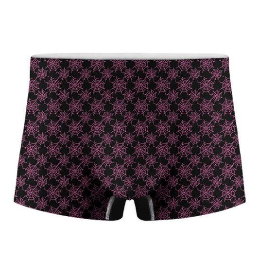 Black And Pink Spider Web Pattern Print Men's Boxer Briefs