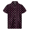 Black And Pink Spider Web Pattern Print Men's Short Sleeve Shirt