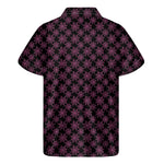 Black And Pink Spider Web Pattern Print Men's Short Sleeve Shirt