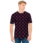 Black And Pink Spider Web Pattern Print Men's T-Shirt