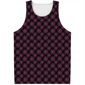 Black And Pink Spider Web Pattern Print Men's Tank Top