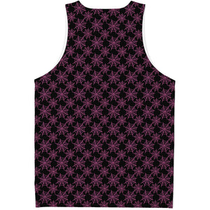 Black And Pink Spider Web Pattern Print Men's Tank Top