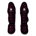 Black And Pink Spider Web Pattern Print Muay Thai Shin Guards