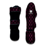 Black And Pink Spider Web Pattern Print Muay Thai Shin Guard