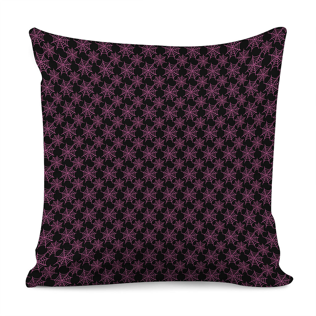 Black And Pink Spider Web Pattern Print Pillow Cover