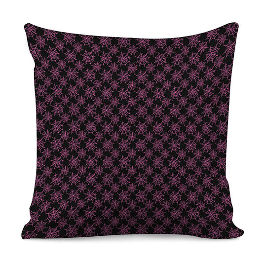 Black And Pink Spider Web Pattern Print Pillow Cover