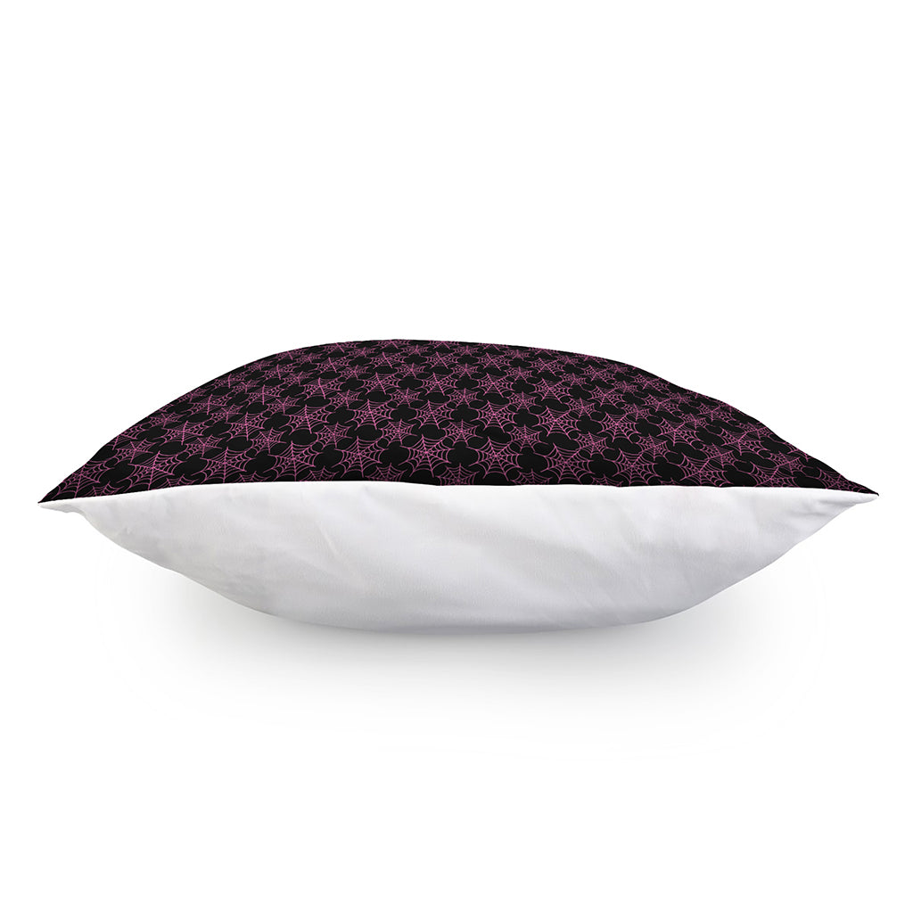 Black And Pink Spider Web Pattern Print Pillow Cover