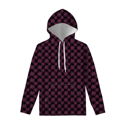 Black And Pink Spider Web Pattern Print Pullover Hoodie